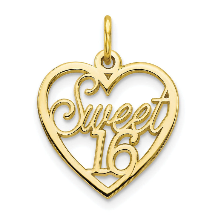 Solid 10k Yellow Gold Sweet 16 Birthday Pendant