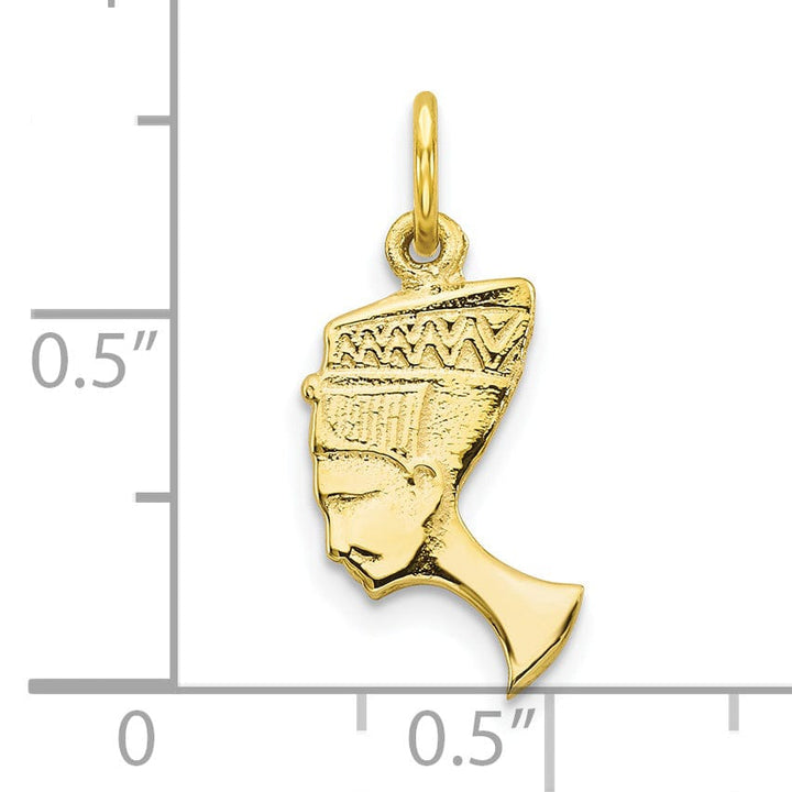 Solid 10k Yellow Gold Bust Of Nefertiti Pendant