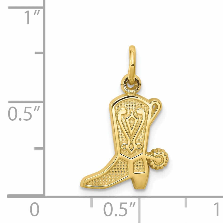 10k Yellow Gold Polished Cowboy Boot Pendant