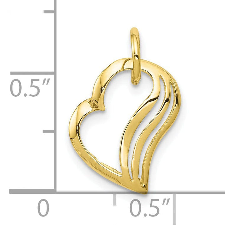 Solid 10k Yellow Gold Slide Heart Pendant