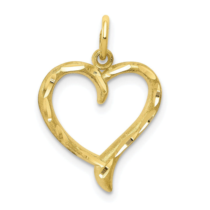 Solid 10k Yellow Gold D.C Finish Heart Pendant