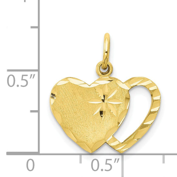 Solid 10k Yellow Gold D.C Double Heart Pendant
