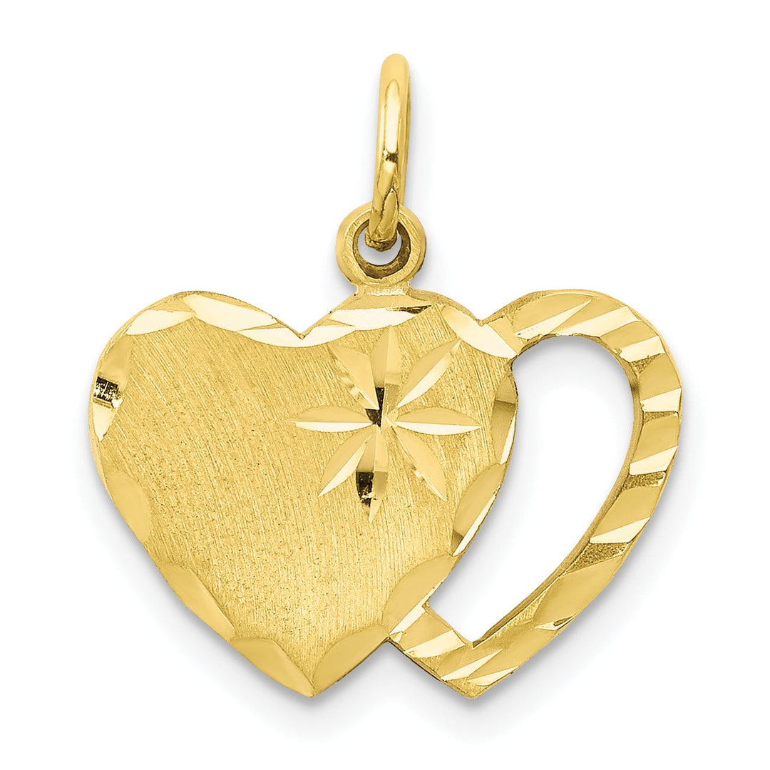 Solid 10k Yellow Gold D.C Double Heart Pendant