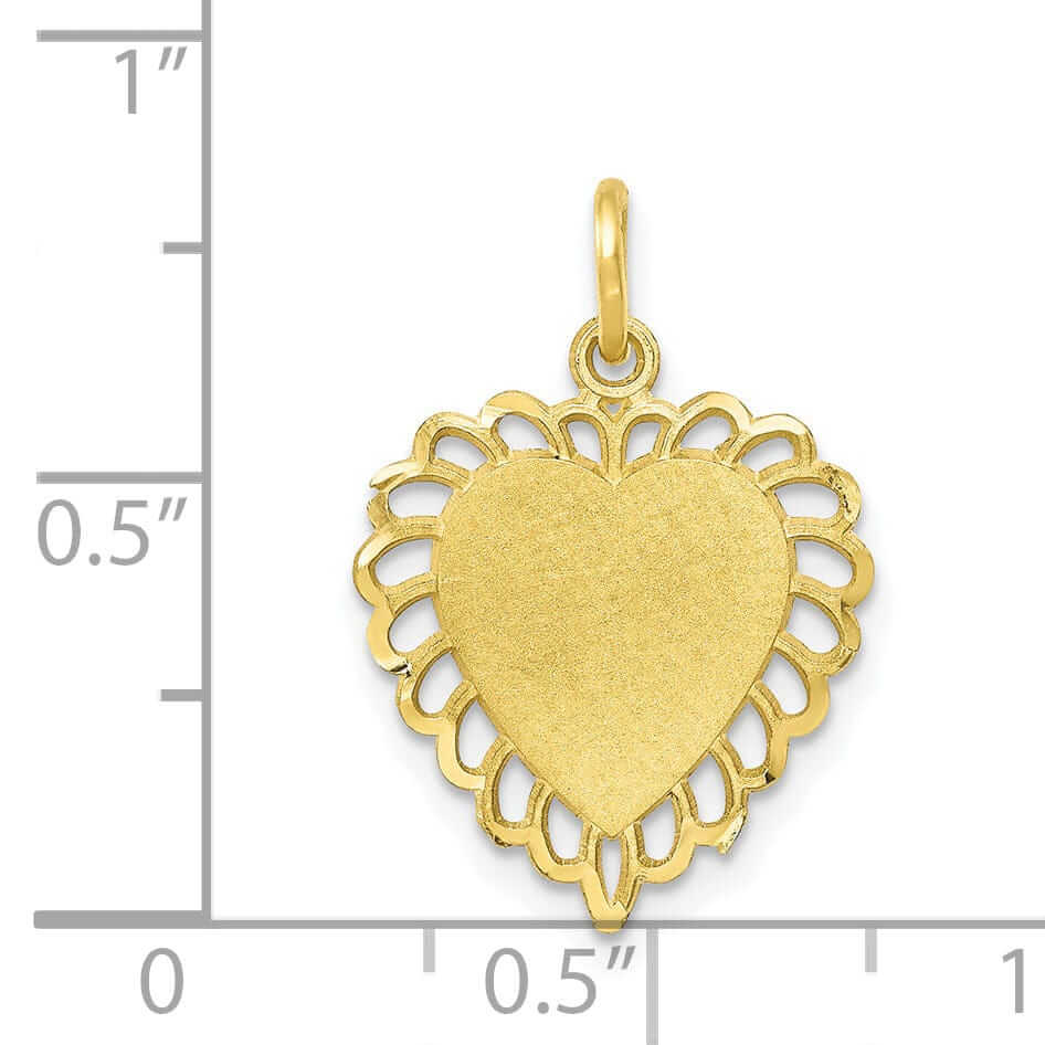 10k Yellow Gold Polished Satin Heart Pendant