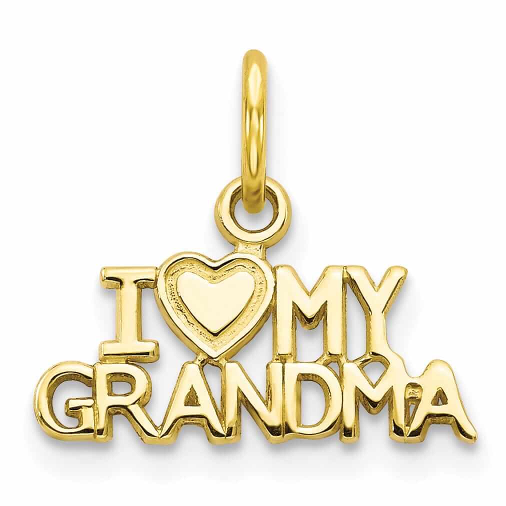10k Yellow Gold I Love My Grandma Heart Pendant