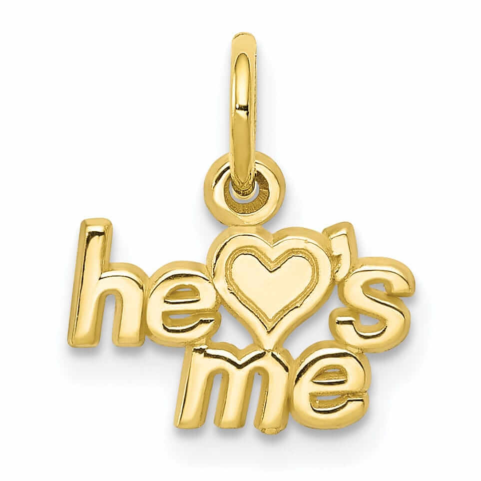 10k Yellow Gold Polish Satin He Loves Me Charm