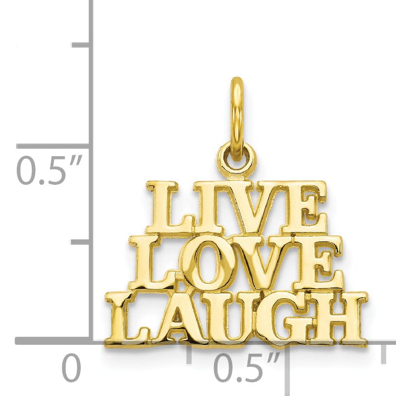 Solid 10k Yellow Gold Live Love Laugh Pendant