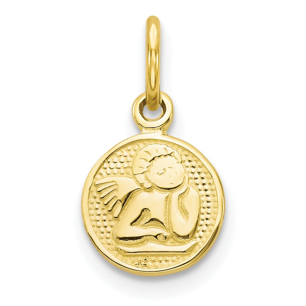 Solid 10k Yellow Gold Polished Angel Pendant