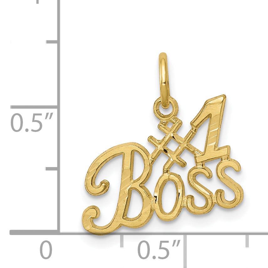 Solid 10k Yellow Gold Polished #1 Boss Pendant