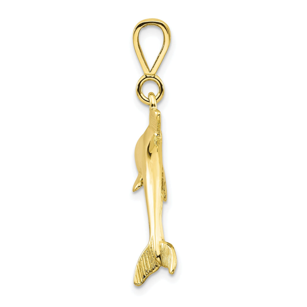Solid 10k Yellow Gold Polished Finish Dolphin Pendant