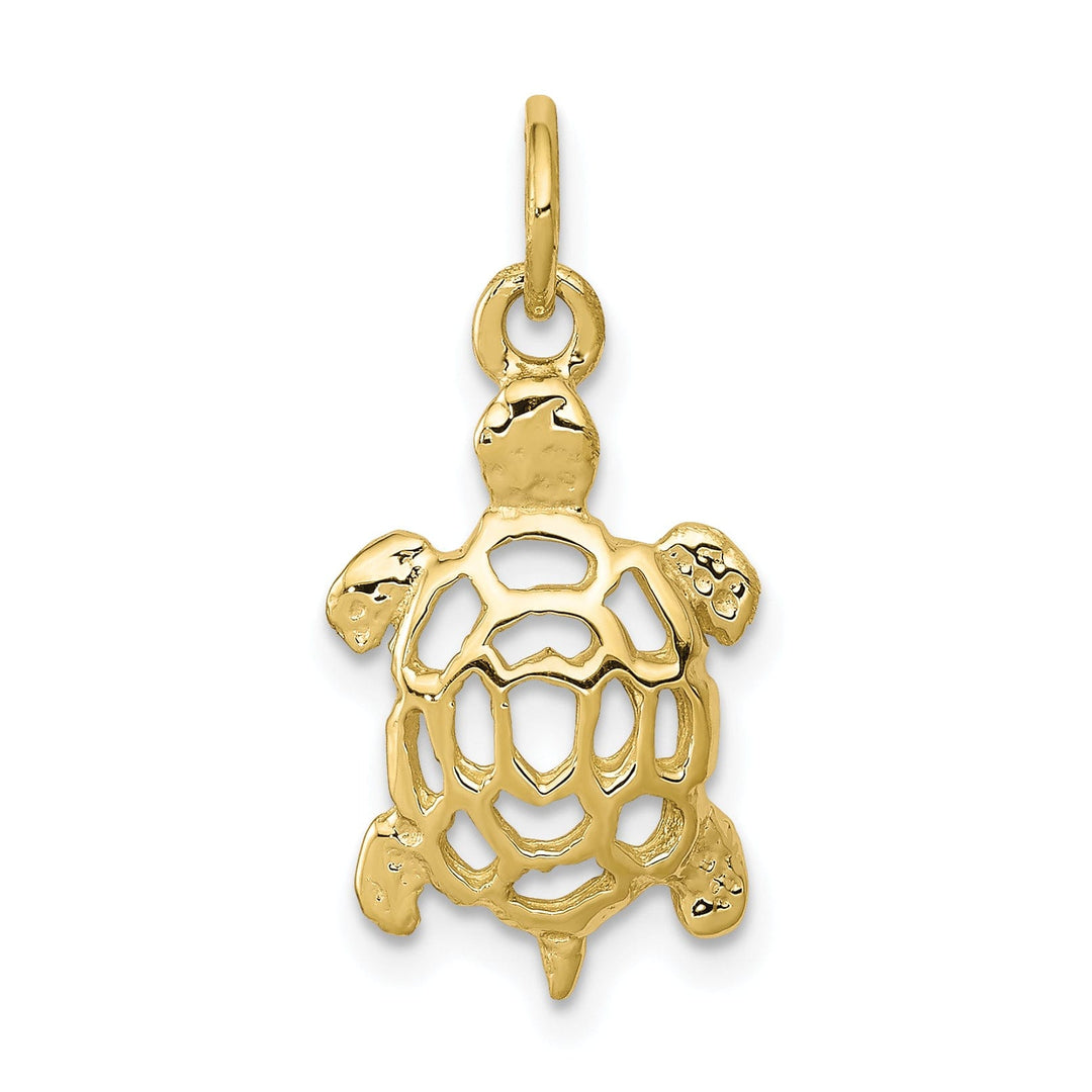 Solid 10k Yellow Gold Polished Finish Turtle Pendant