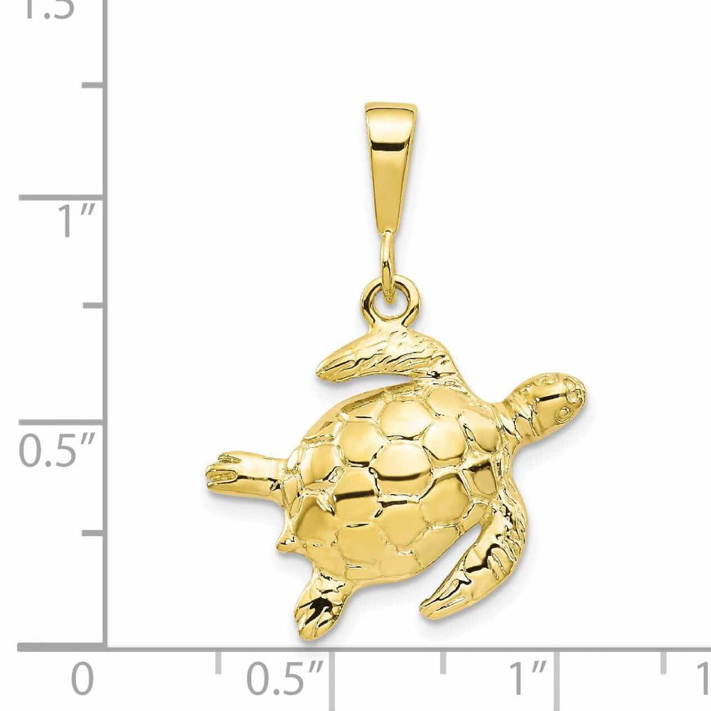 10k Yellow Gold Polished Finish Turtle Pendant