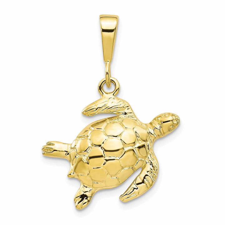 10k Yellow Gold Polished Finish Turtle Pendant