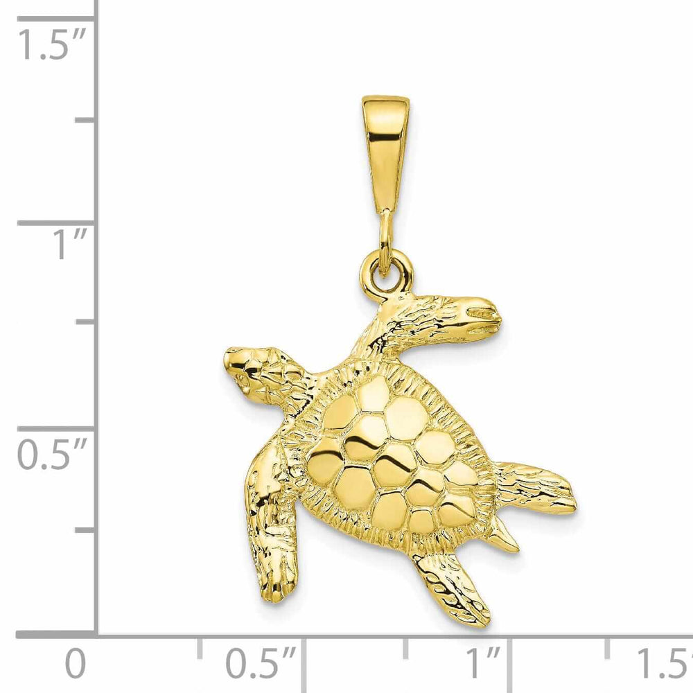 10k Yellow Gold Polished Finish Turtle Pendant