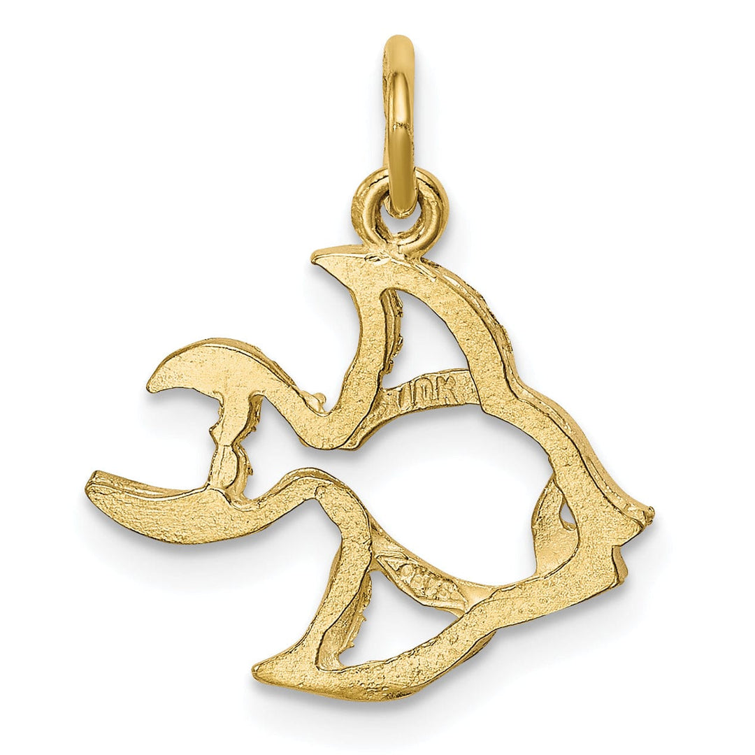 Solid 10k Yellow Gold Satin Gold Fish Pendant