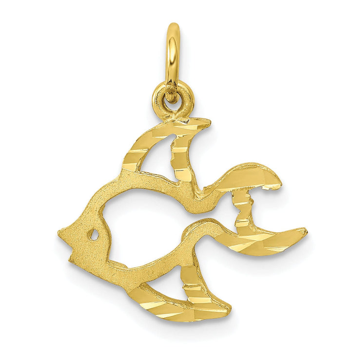 Solid 10k Yellow Gold Satin Gold Fish Pendant