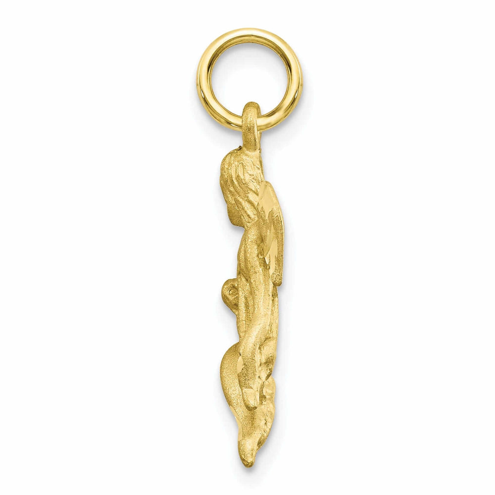 10k Yellow Gold Polished Satin Angel Pendant