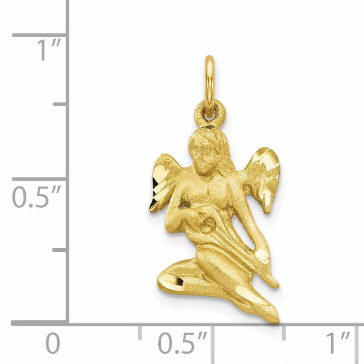 10k Yellow Gold Polished Satin Angel Pendant