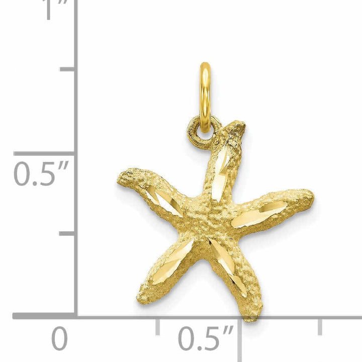 10k Yellow Gold Polished Finish Starfish Design Pendant