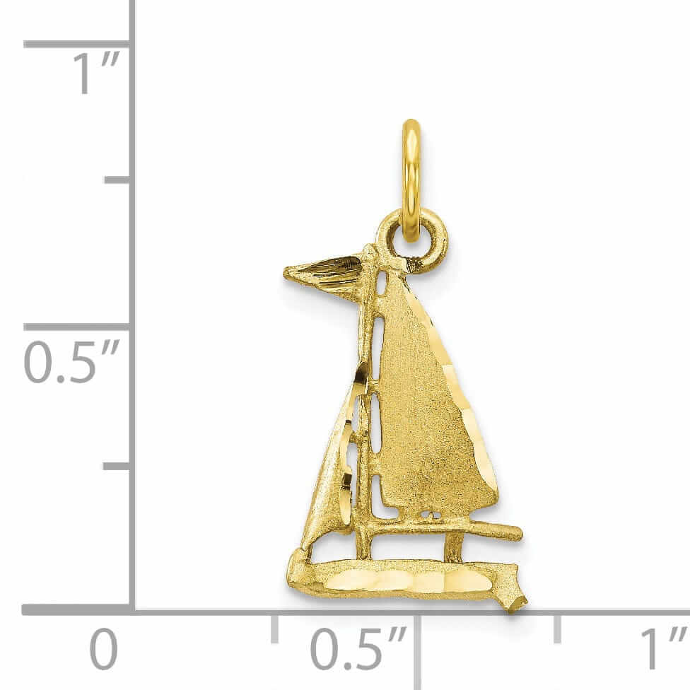 10k Yellow Gold Satin Finish Sailboat Pendant