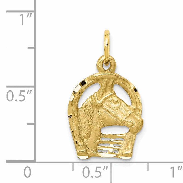 10k Yellow Gold Horsehead In Horseshoe Pendant