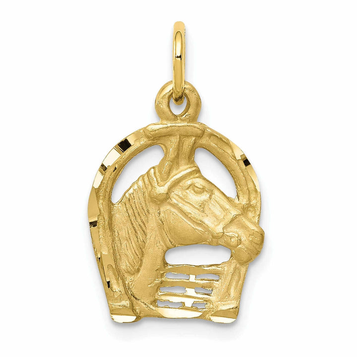 10k Yellow Gold Horsehead In Horseshoe Pendant