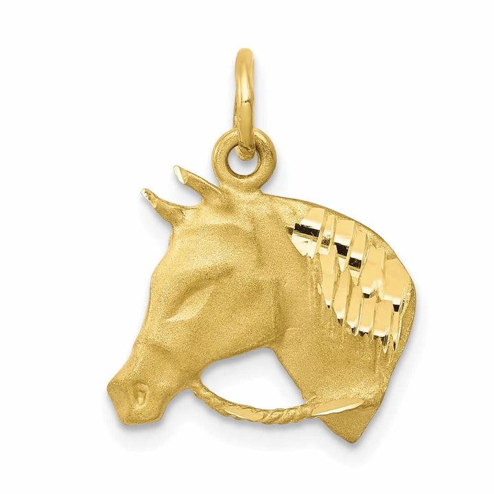 10k Yellow Gold Horsehead With Reins Pendant