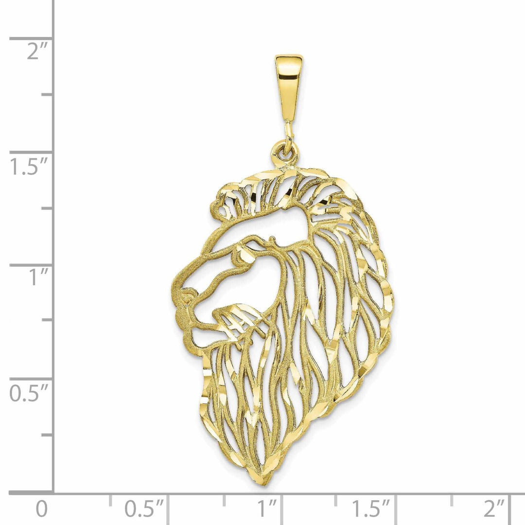 10k Yellow Gold Polished Lions Head Pendant