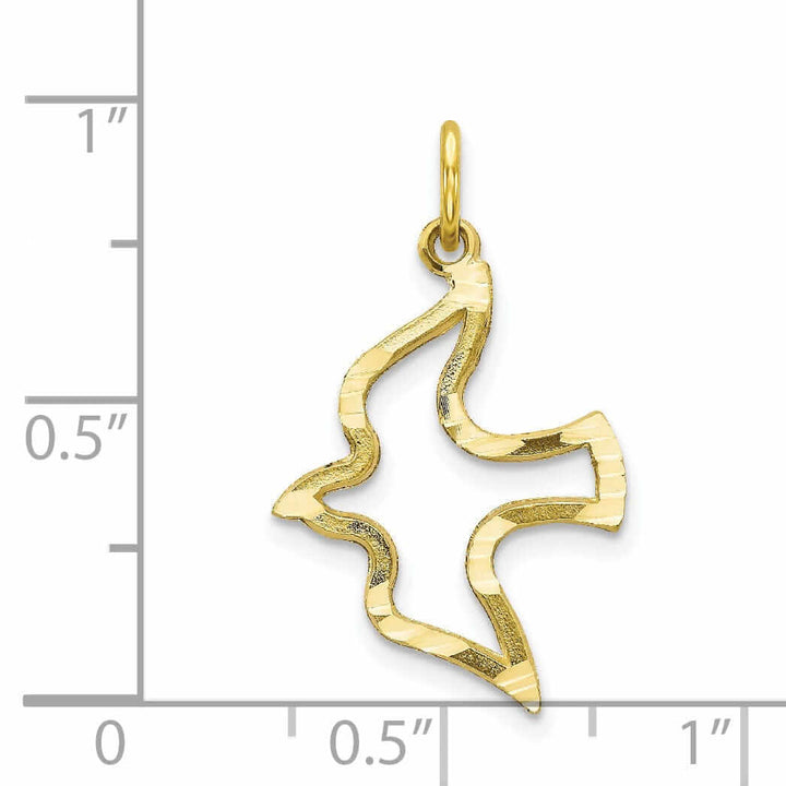 10k Yellow Gold Polished Satin Dove Pendant