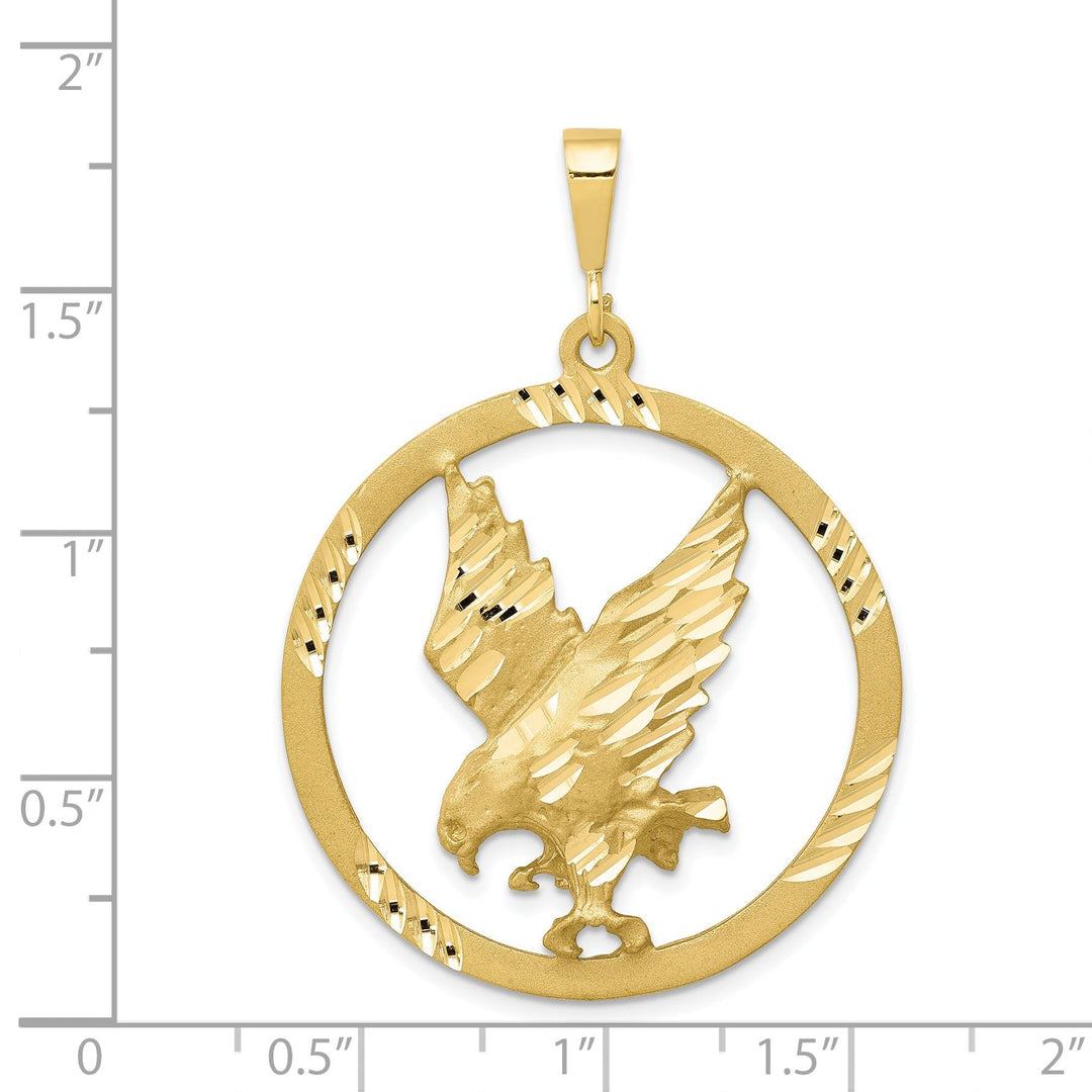 Solid 10k Yellow Gold Eagle In a Frame Charm Pendant