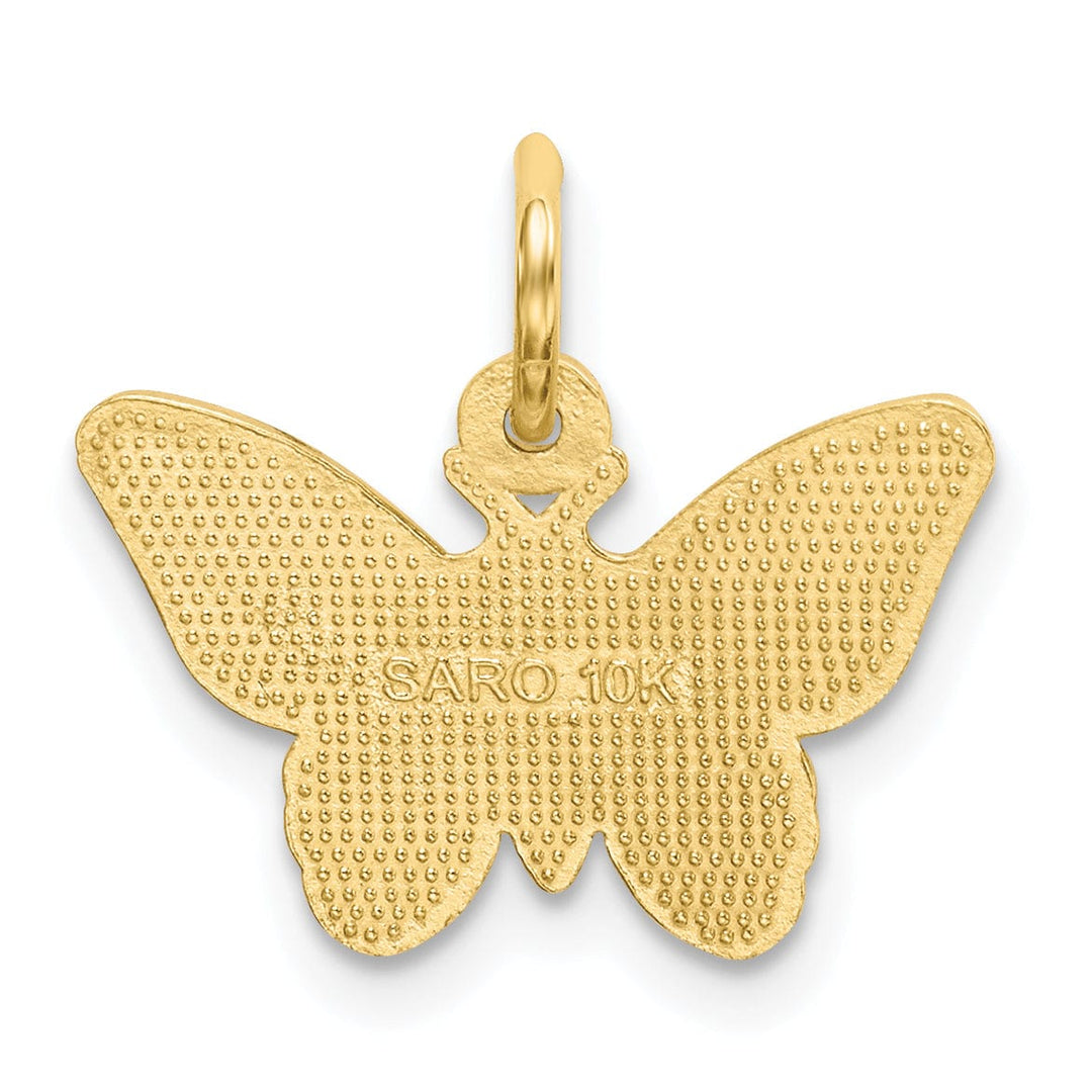 Solid 10k Yellow Gold Polish Butterfly Pendant