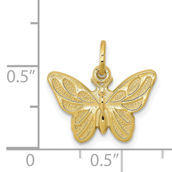 Solid 10k Yellow Gold Polish Butterfly Pendant