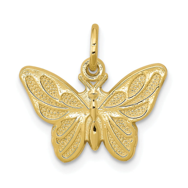 Solid 10k Yellow Gold Polish Butterfly Pendant