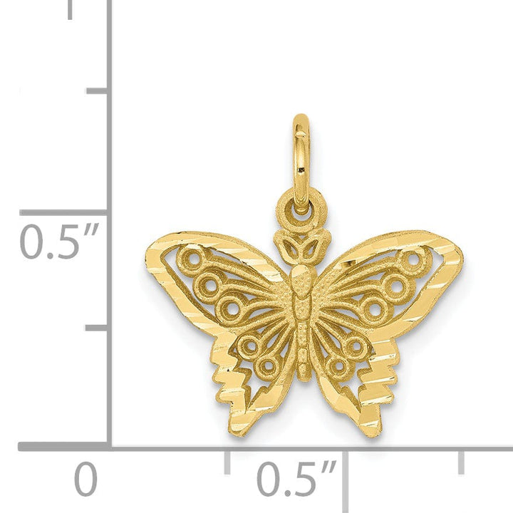 Solid 10k Yellow Gold Polish Butterfly Pendant