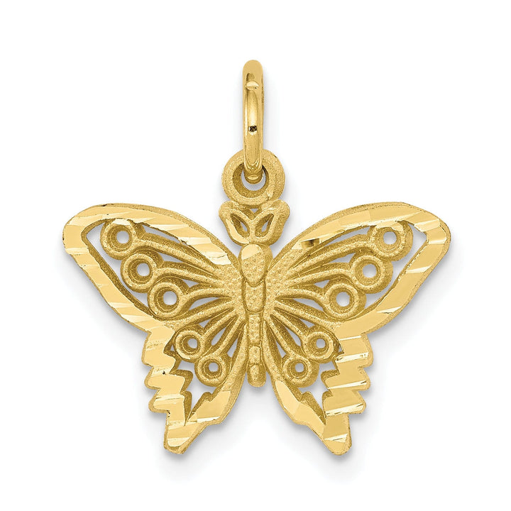 Solid 10k Yellow Gold Polish Butterfly Pendant