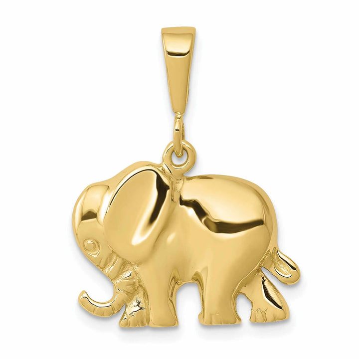 10k Yellow Gold Polish Finish Elephant Pendant