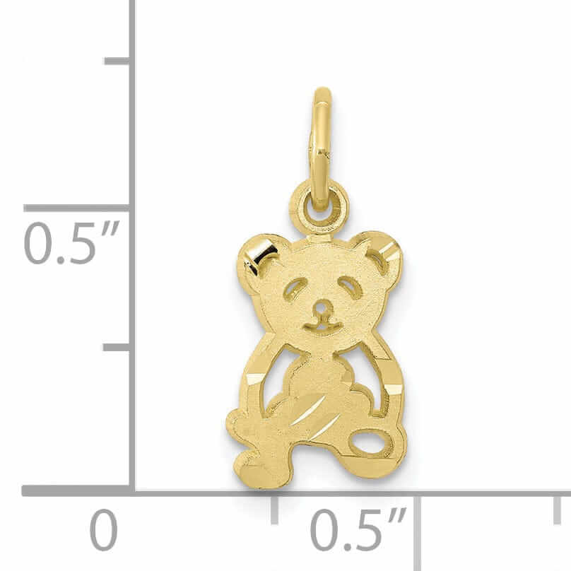 10k Yellow Gold Satin Finish Teddy Bear Pendant