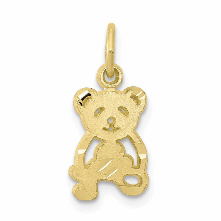 10k Yellow Gold Satin Finish Teddy Bear Pendant