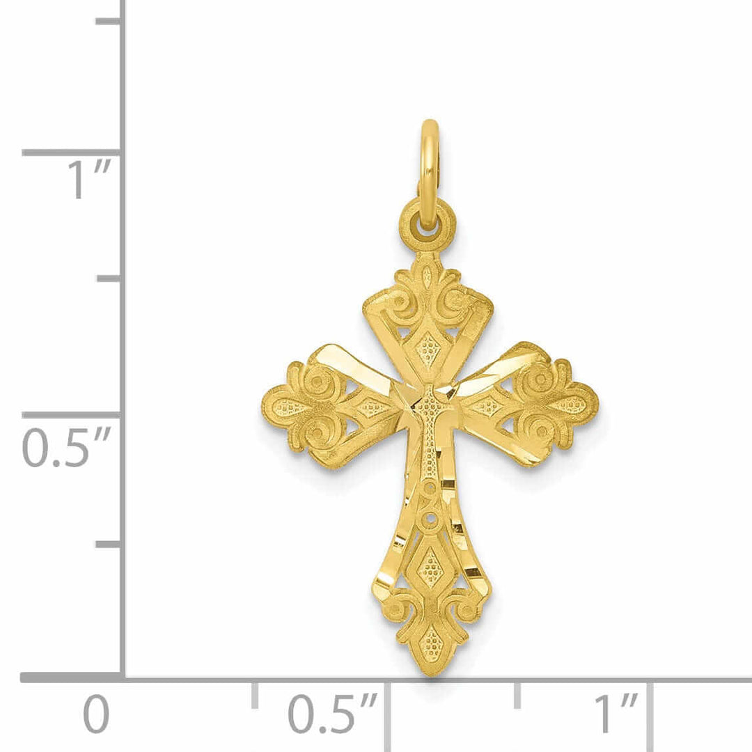 10k Yellow Gold Diamond Cut Cross Charm