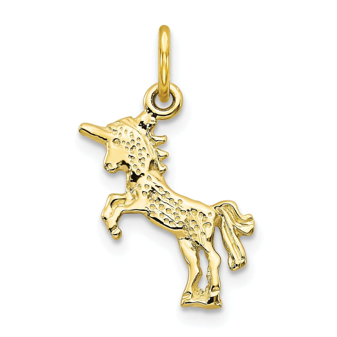 Solid 10k Yellow Gold Baby Unicorn Pendant