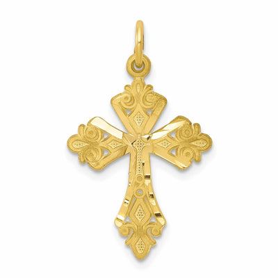 10k Yellow Gold Diamond Cut Cross Charm at $ 70.82 only from Jewelryshopping.com