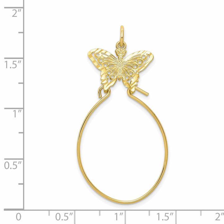 10k Yellow Gold Filigree Butterfly Charm Holder