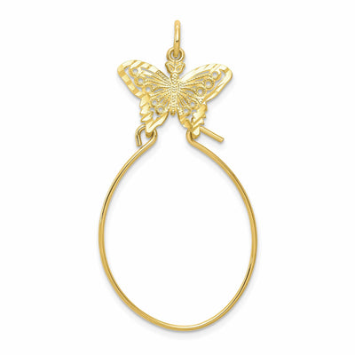 10k Yellow Gold Filigree Butterfly Charm Holder