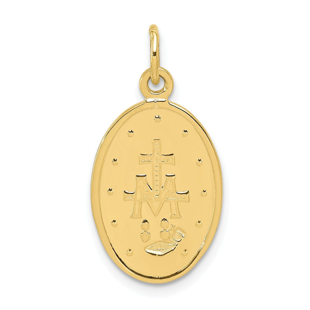Solid 10k Yellow Gold Miraculous Medal Pendant