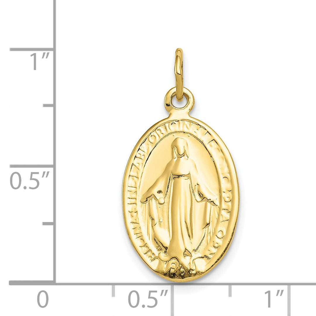 Solid 10k Yellow Gold Miraculous Medal Pendant