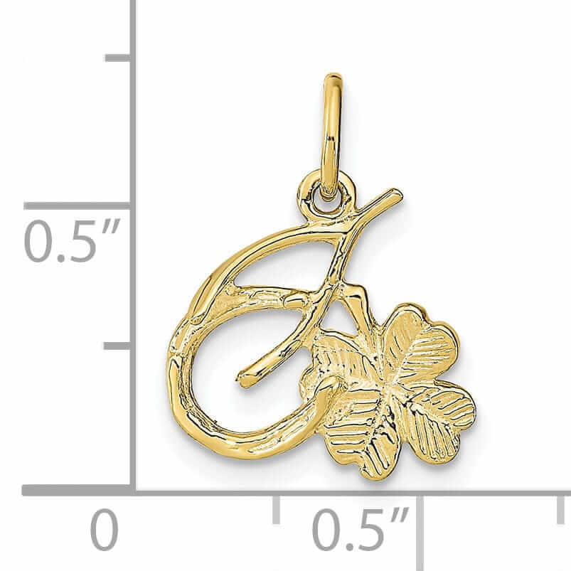 10k Yellow Gold Horseshoe Shamrock Pendant