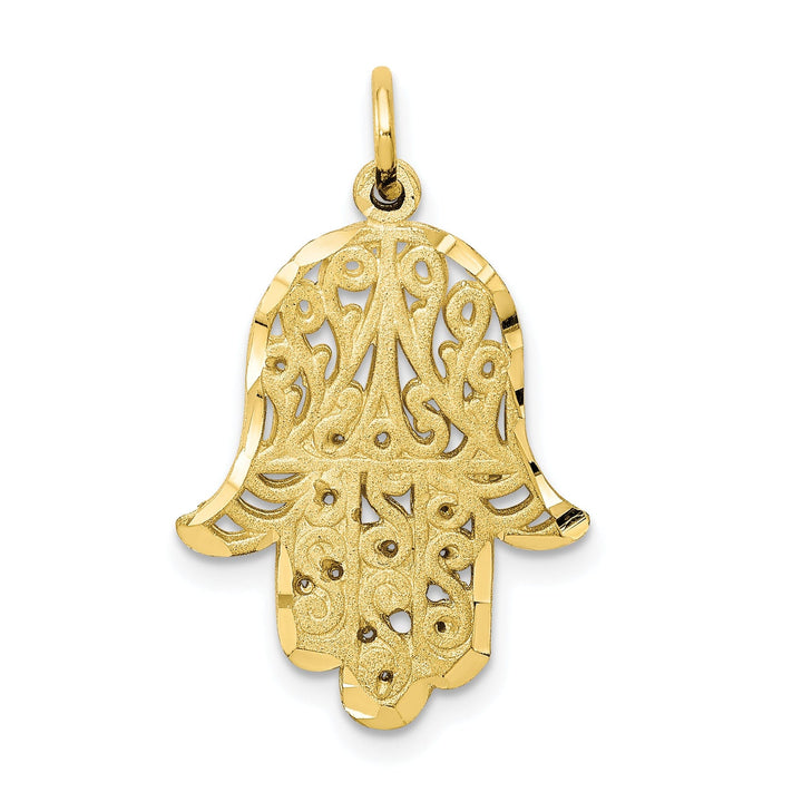 Solid 10k Yellow Gold Filigree Chamseh Pendant