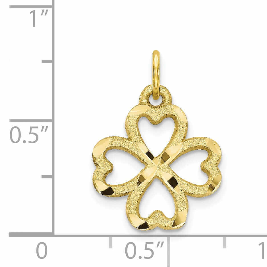 10k Yellow Gold Diamond Cut Shamrock Pendant