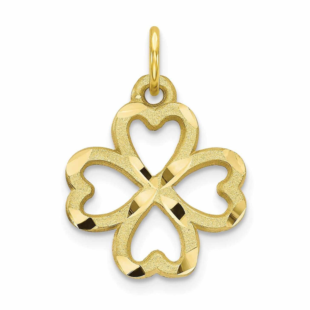 10k Yellow Gold Diamond Cut Shamrock Pendant