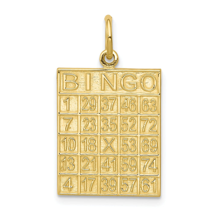 Solid 10k Yellow Gold Polish Bingo Card Pendant